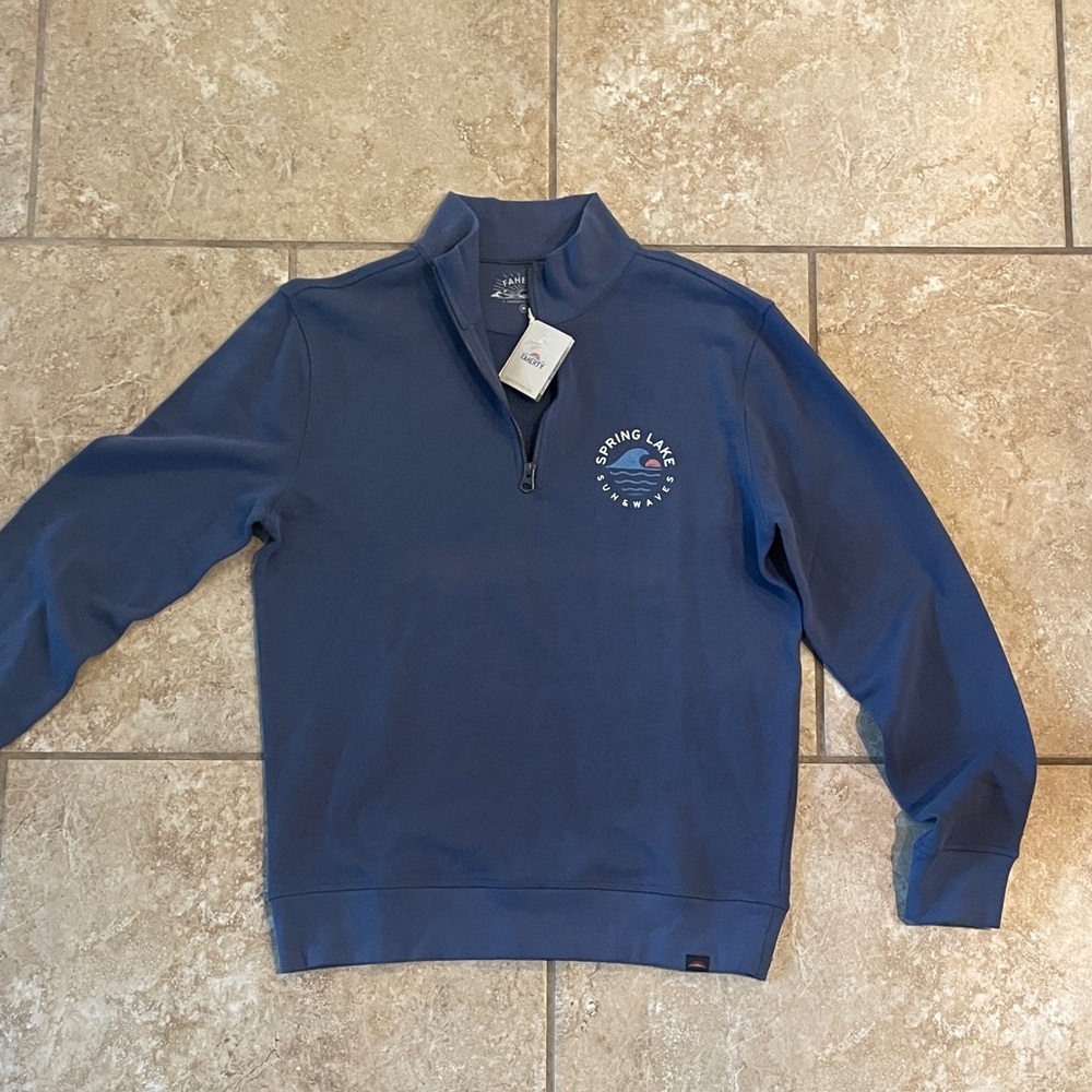 Faherty Navy Zip-Up Sweater
